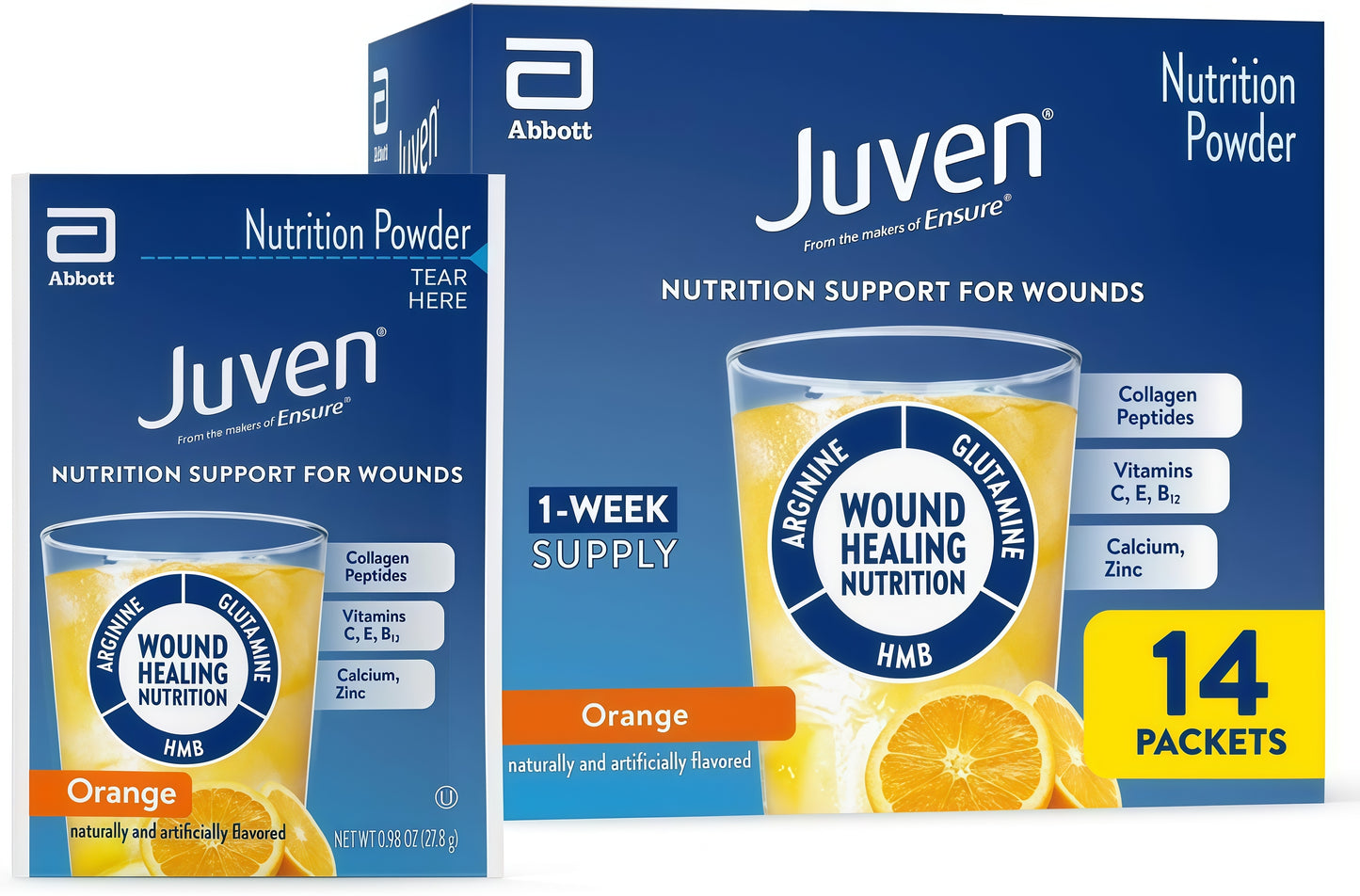 Juven Therapeutic Nutrition Drink Powder Orange 14 Packets