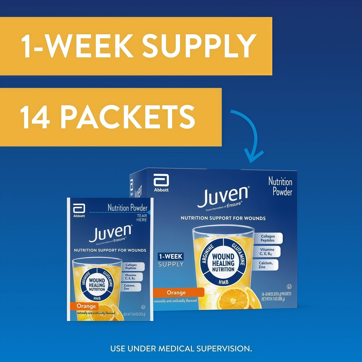 Juven Therapeutic Nutrition Drink Powder Orange 14 Packets